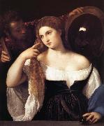TIZIANO Vecellio Portrait d'une femme a sa toilette oil painting on canvas